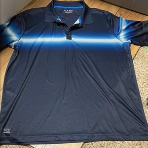 Fila Men's Dark and Light Blue Gradient Polo